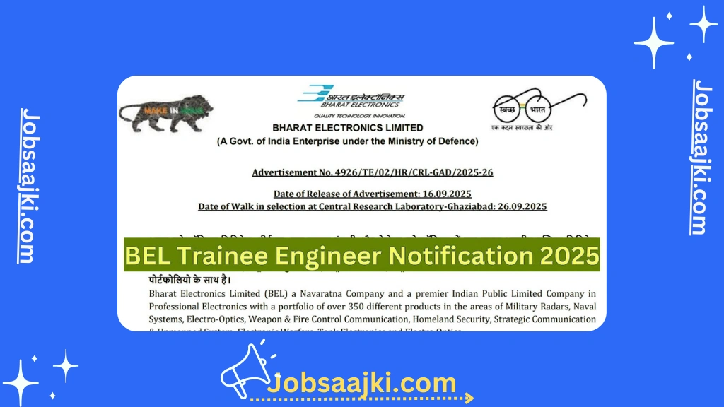 BEL Trainee Engineer Recruitment 2025